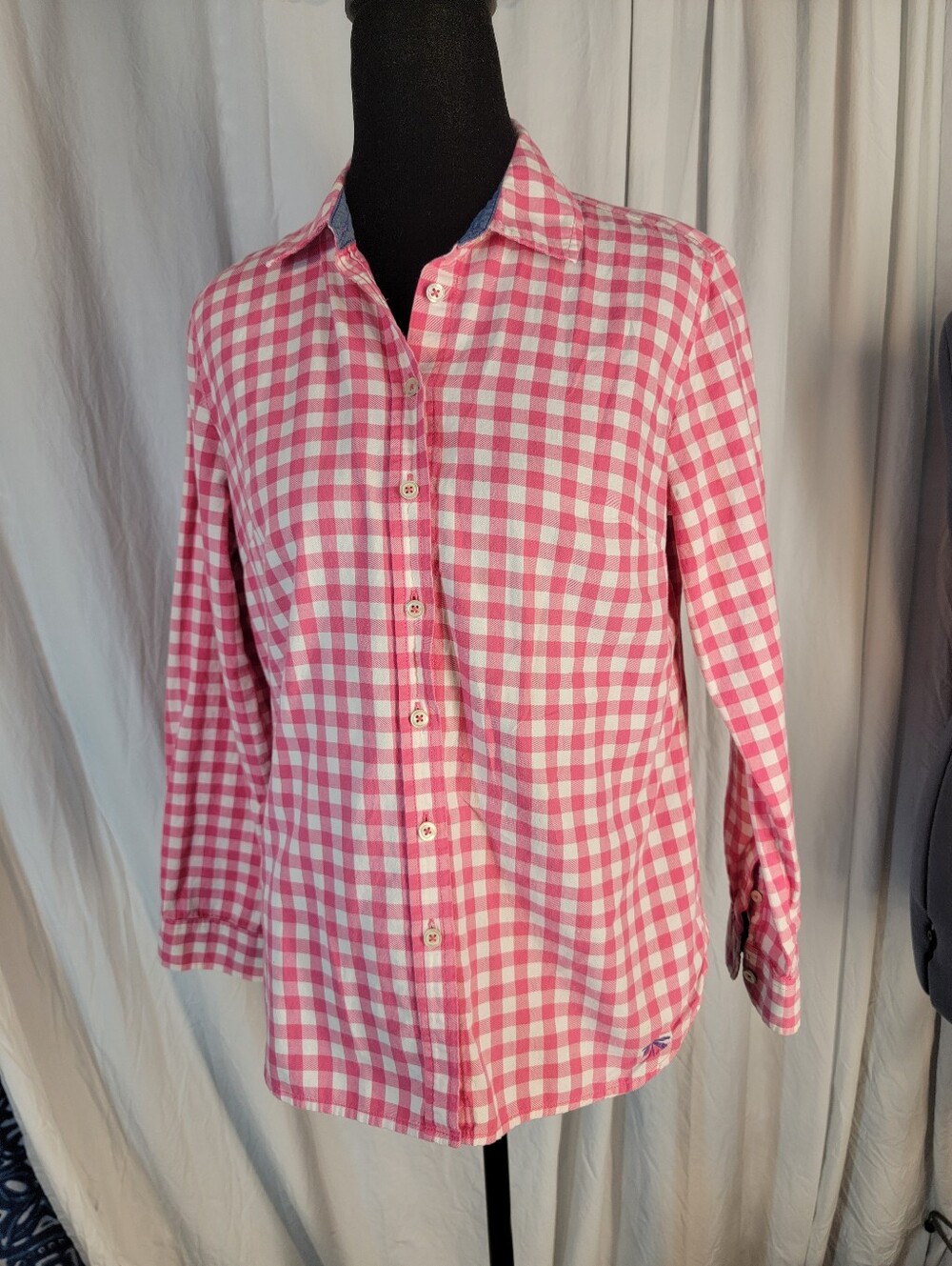 Talbots Soft Cotton Pink and White Gingham Button-Up Shirt